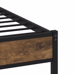 vidaXL Metal Bed Frame without Mattress Bed Base Bedstead Entertainment Centre - smoked oak, 193 x 203 cm/ with headboard & low footboard - Additional view 6