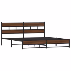vidaXL Metal Bed Frame without Mattress Brown Oak 180x200 cm Super King - Additional view 2