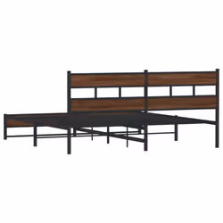 vidaXL Metal Bed Frame without Mattress Brown Oak 180x200 cm Super King - Additional view 5