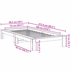 vidaXL Bed Frame without Mattress White 75x190 cm Small Single Solid Wood Pine