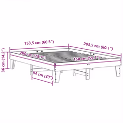 vidaXL Bed Frame without Mattress Bed Wax Brown King Size Solid Wood Pine