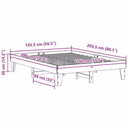 vidaXL Bed Frame without Mattress Bed Wax Brown 140x200 cm Solid Wood Pine