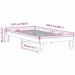 vidaXL Bed Frame without Mattress Bed Wax Brown 90x200 cm Solid Wood Pine