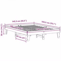 vidaXL Bed Frame without Mattress Bed Wax Brown 140x190 cm Solid Wood Pine