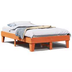 vidaXL Bed Frame without Mattress Wax Brown 135x190 cm Double Solid Wood Pine
