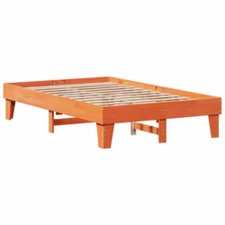 vidaXL Bed Frame without Mattress Wax Brown 135x190 cm Double Solid Wood Pine - Additional view 5
