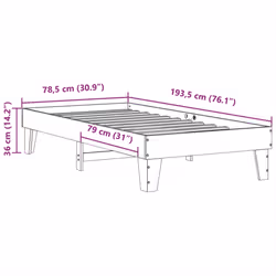 vidaXL Bed Frame without Mattress Bed Wax Brown Small Single Solid Wood Pine - Additional view 8