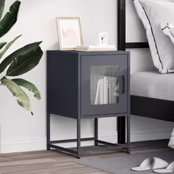 vidaXL Bedside Cabinet Anthracite 36x39x60.5 cm Cold-rolled Steel - anthracite - Additional view 2
