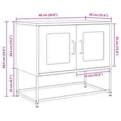 vidaXL TV Cabinet White 68x39x60.5 cm Cold-rolled Steel tv stand tv sideboard - black, 68 cm - Additional view 3