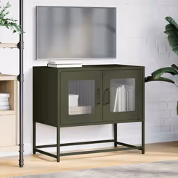 vidaXL TV Cabinet White 68x39x60.5 cm Cold-rolled Steel tv stand tv sideboard - olive green, 68 cm - Additional view 2