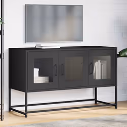 vidaXL TV Cabinet White 68x39x60.5 cm Cold-rolled Steel tv stand tv sideboard - black, 100.5 cm - Additional view 2