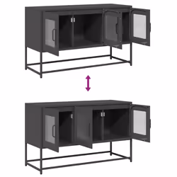 vidaXL TV Cabinet White 68x39x60.5 cm Cold-rolled Steel tv stand tv sideboard - black, 100.5 cm - Additional view 9