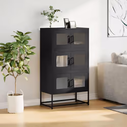 vidaXL Highboard Olive Green 68x39x123 cm Steel sideboard side cabinet - black - Additional view 2