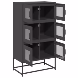 vidaXL Highboard Olive Green 68x39x123 cm Steel sideboard side cabinet - black - Additional view 5