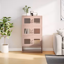 vidaXL Highboard Olive Green 68x39x123 cm Steel sideboard side cabinet - pink - Additional view 2