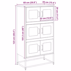 vidaXL Highboard Olive Green 68x39x123 cm Steel sideboard side cabinet - pink - Additional view 3