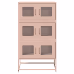 vidaXL Highboard Olive Green 68x39x123 cm Steel sideboard side cabinet - pink - Additional view 4