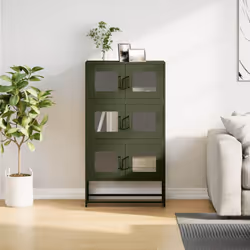 vidaXL Highboard Olive Green 68x39x123 cm Steel sideboard side cabinet - olive green - Additional view 2
