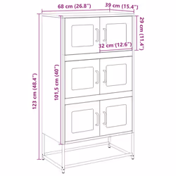 vidaXL Highboard Olive Green 68x39x123 cm Steel sideboard side cabinet - olive green - Additional view 3