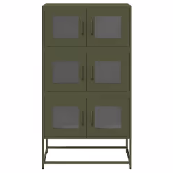vidaXL Highboard Olive Green 68x39x123 cm Steel sideboard side cabinet - olive green - Additional view 4