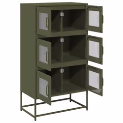 vidaXL Highboard Olive Green 68x39x123 cm Steel sideboard side cabinet - olive green - Additional view 5