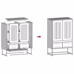 vidaXL Highboard Pink 68x39x111.5 cm Steel sideboard side cabinet - anthracite - Additional view 10