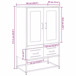 vidaXL Highboard Pink 68x39x111.5 cm Steel sideboard side cabinet - anthracite - Additional view 3