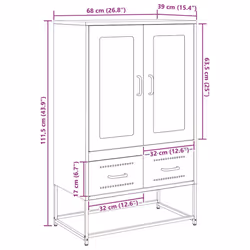 vidaXL Highboard Pink 68x39x111.5 cm Steel sideboard side cabinet - white - Additional view 3