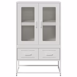 vidaXL Highboard Pink 68x39x111.5 cm Steel sideboard side cabinet - white - Additional view 4