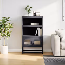 vidaXL Highboard Black 68x39x123 cm Steel sideboard side cabinet - anthracite - Additional view 2