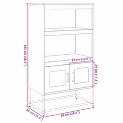 vidaXL Highboard Black 68x39x123 cm Steel sideboard side cabinet - anthracite - Additional view 3
