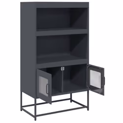 vidaXL Highboard Black 68x39x123 cm Steel sideboard side cabinet - anthracite - Additional view 5