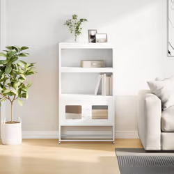 vidaXL Highboard Black 68x39x123 cm Steel sideboard side cabinet - white - Additional view 2