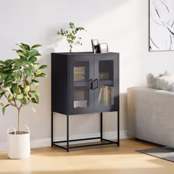vidaXL Highboard Pink 68x39x107 cm Steel sideboard side cabinet - anthracite - Additional view 2