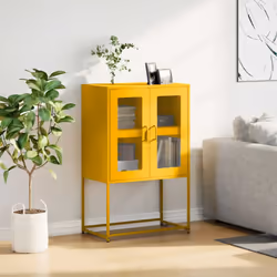 vidaXL Highboard Pink 68x39x107 cm Steel sideboard side cabinet - mustard yellow - Additional view 2