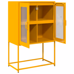 vidaXL Highboard Pink 68x39x107 cm Steel sideboard side cabinet - mustard yellow - Additional view 5