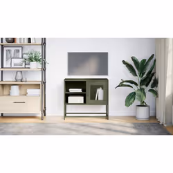 vidaXL TV Cabinet Anthracite 100.5x39x60.5 cm Steel TV stand TV sideboard - olive green, 68 cm
