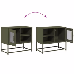 vidaXL TV Cabinet Anthracite 100.5x39x60.5 cm Steel TV stand TV sideboard - olive green, 68 cm - Additional view 9