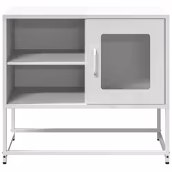 vidaXL TV Cabinet Anthracite 100.5x39x60.5 cm Steel TV stand TV sideboard - white, 68 cm - Additional view 4