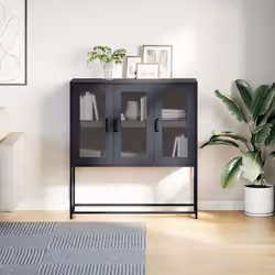 vidaXL Sideboard Black 100.5x39x107 cm Cold-rolled Steel storage cabinet - black