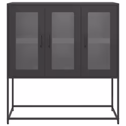 vidaXL Sideboard Black 100.5x39x107 cm Cold-rolled Steel storage cabinet - black - Additional view 4