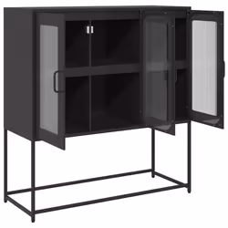 vidaXL Sideboard Black 100.5x39x107 cm Cold-rolled Steel storage cabinet - black - Additional view 5