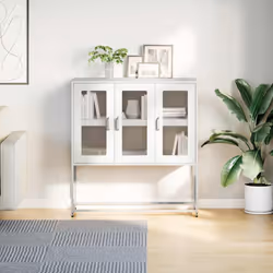 vidaXL Sideboard Black 100.5x39x107 cm Cold-rolled Steel storage cabinet - white - Additional view 2