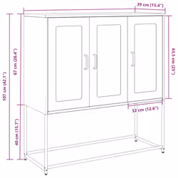 vidaXL Sideboard Black 100.5x39x107 cm Cold-rolled Steel storage cabinet - white - Additional view 3