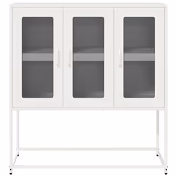 vidaXL Sideboard Black 100.5x39x107 cm Cold-rolled Steel storage cabinet - white - Additional view 4