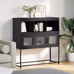 vidaXL Sideboard Mustard Yellow 100.5x39x107 cm Cold-rolled Steel - black - Additional view 2