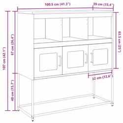 vidaXL Sideboard Mustard Yellow 100.5x39x107 cm Cold-rolled Steel - black - Additional view 3