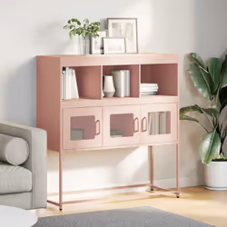 vidaXL Sideboard Mustard Yellow 100.5x39x107 cm Cold-rolled Steel - pink