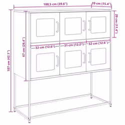 vidaXL Sideboard White 100.5x39x107 cm Cold-rolled Steel storage cabinet - black - Additional view 3