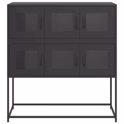 vidaXL Sideboard White 100.5x39x107 cm Cold-rolled Steel storage cabinet - black - Additional view 4